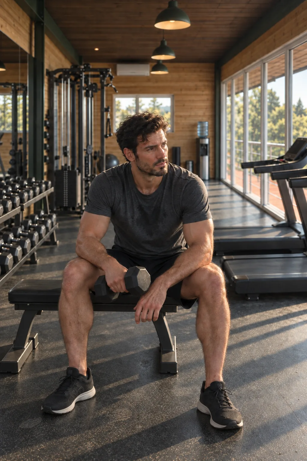 Workout room · a break between sets