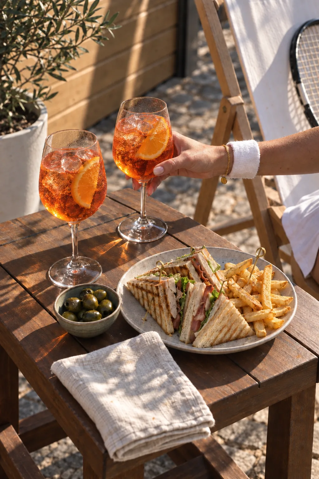 Aperol and sandwiches on the terrace